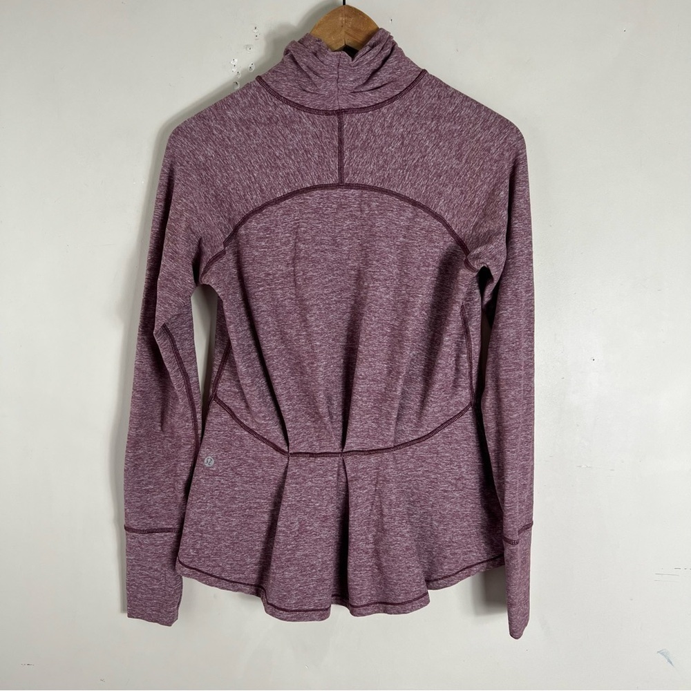 Lululemon Women’s Warm Your Core Long Sleeve Tee Heathered Bordeaux Drama Size 6 - Picture 10 of 14